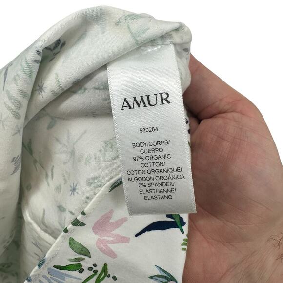 Amur Reagan One Shoulder Blouse Top White Floral Print Long Sleeve Size Small - Picture 12 of 13